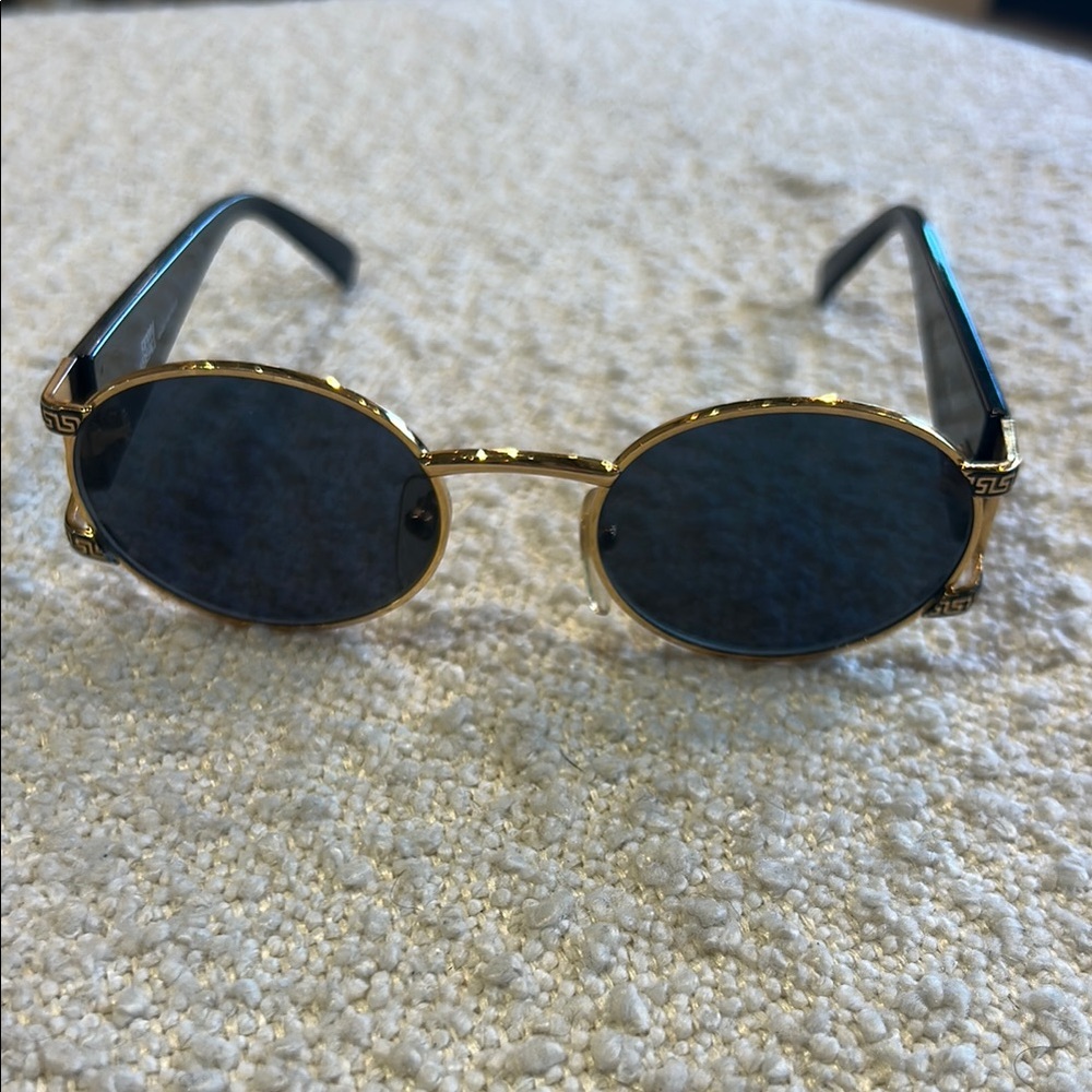 Versace Gold and Black Round Sunglasses